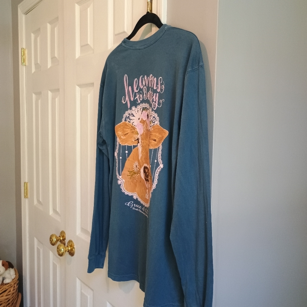 Grace & Cotton Heavens to Betsy Cow Graphic Long‎ Sleeve Tee Medium Southern... - Picture 10 of 11